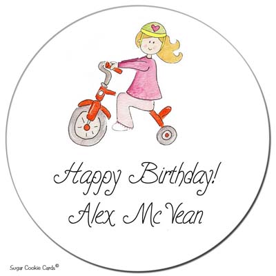 Sugar Cookie Gift Stickers - Biker Girl